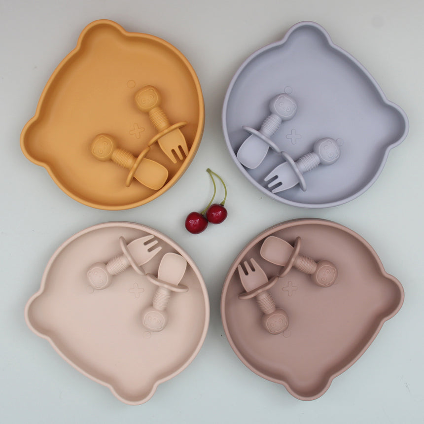 Four colour Baby Silicone Suction Plate Set