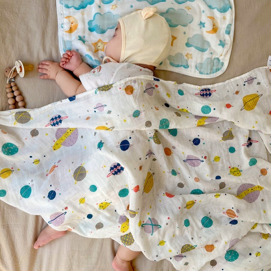 Organic Cotton Bamboo Swaddle - Universe - Cadeaus