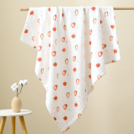Organic Muslin Baby Swaddle - Strawberry - Cadeaus