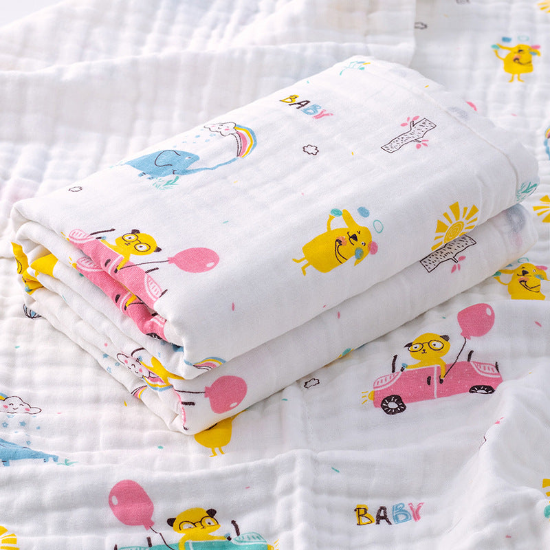 Organic Muslin Baby Swaddle - Rainbow Elephant - Cadeaus