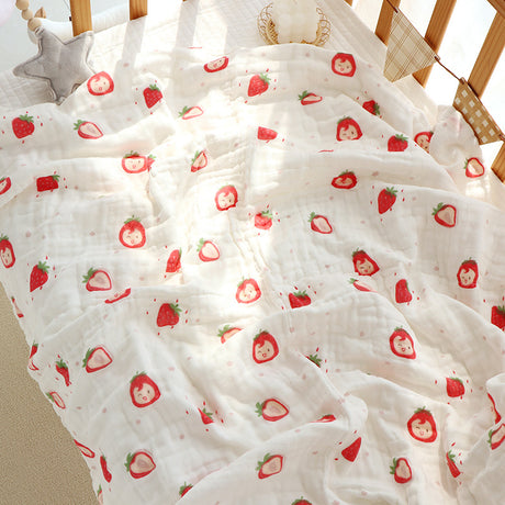 Organic Muslin Baby Swaddle - Strawberry - Cadeaus