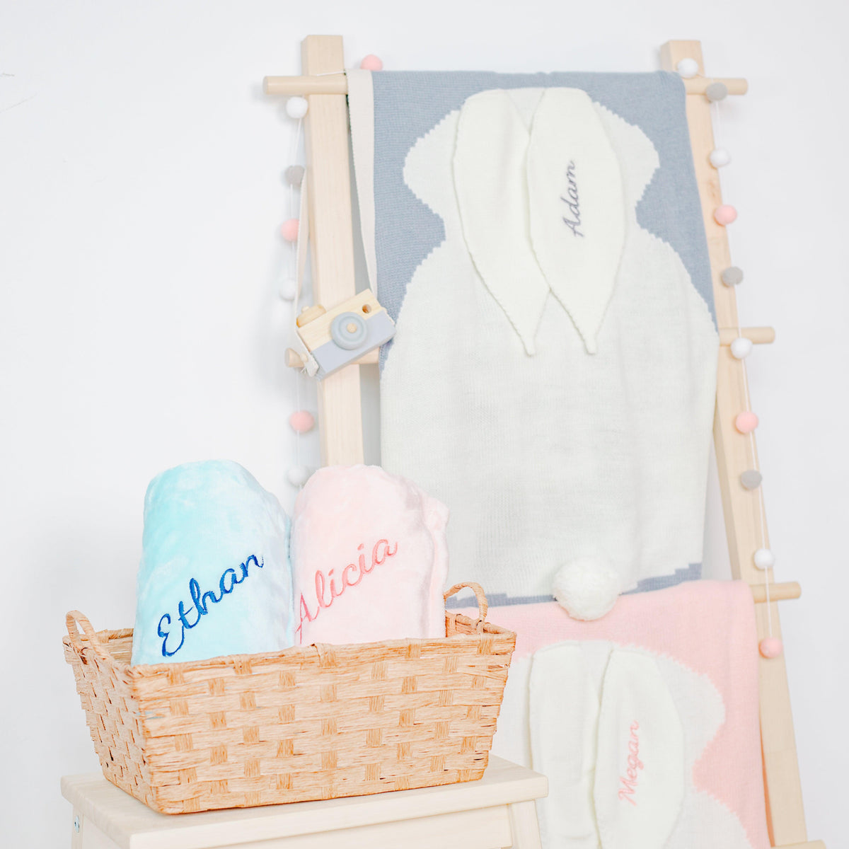 a few personalised baby blankets