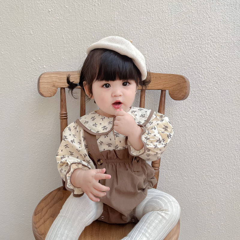 Baby girl in Autumn Princess romper – cosy newborn gift set