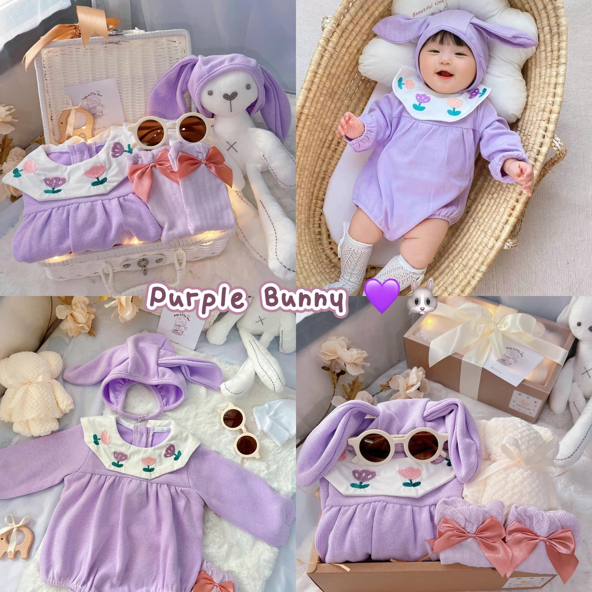 Purple Bunny baby gift set for newborns and baby showers in Malaysia