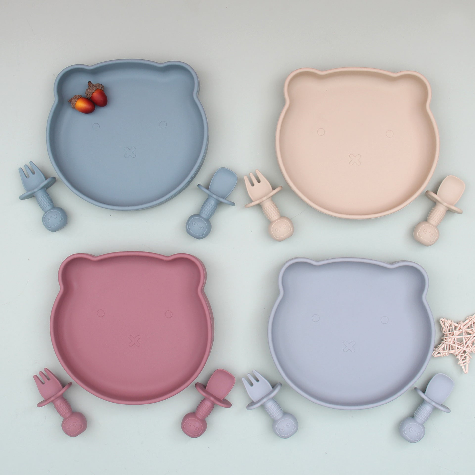 Four colours Baby Silicone Suction Plate Set