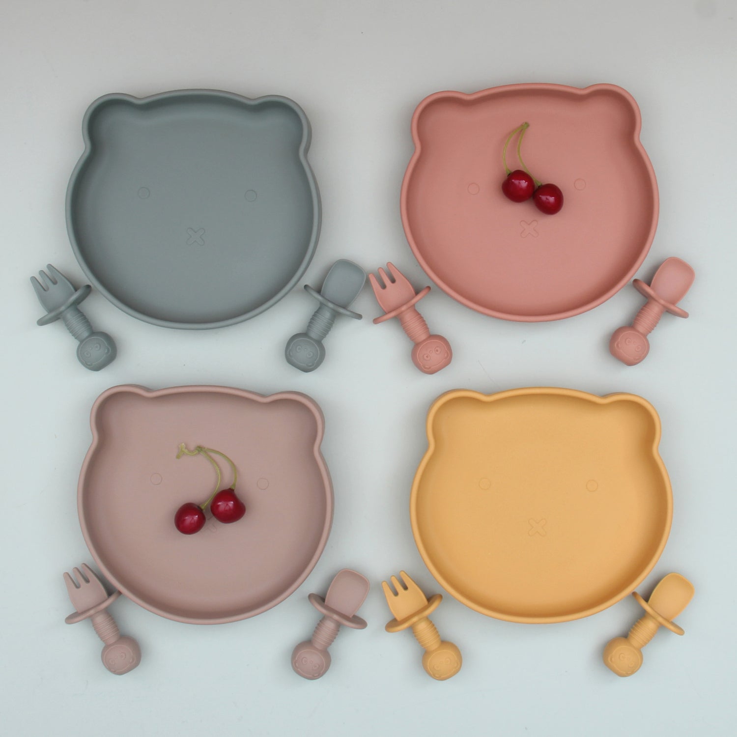 Four colours Baby Silicone Suction Plate Set