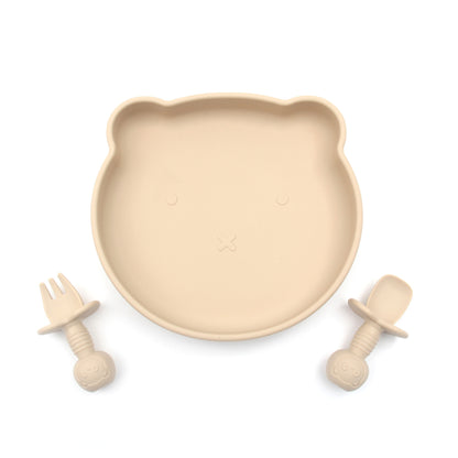 Baby Silicone Suction Plate Set - Beige