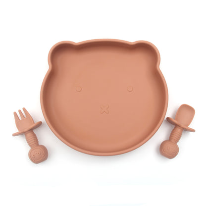 Baby Silicone Suction Plate Set - Cinnamon
