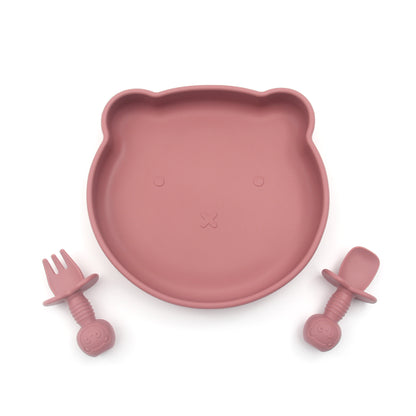 Baby Silicone Suction Plate Set - Maroon