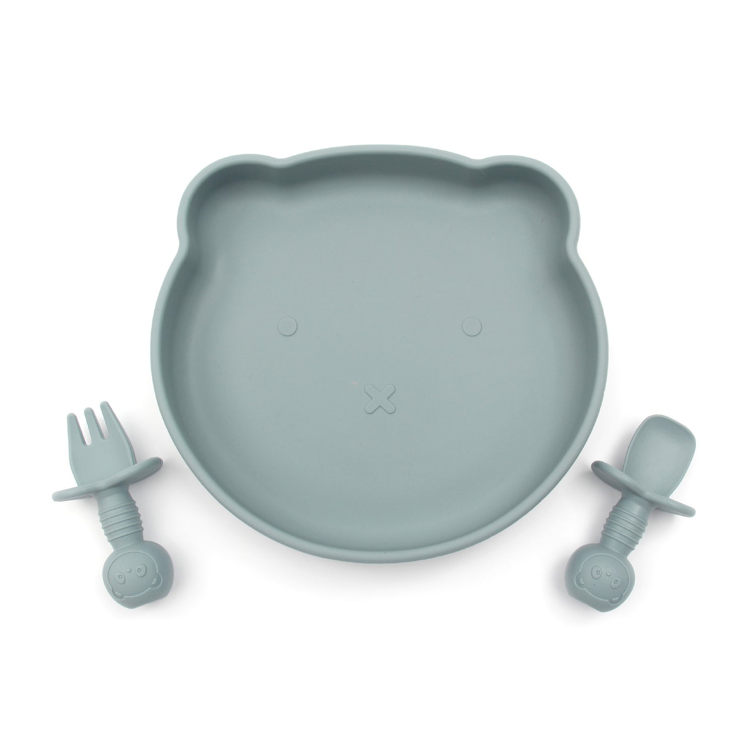 Baby Silicone Suction Plate Set - Soft Blue