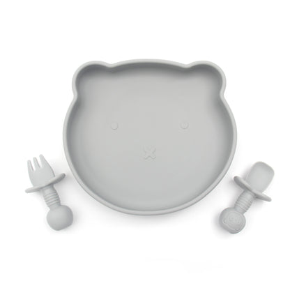 Baby Silicone Suction Plate Set - Grey