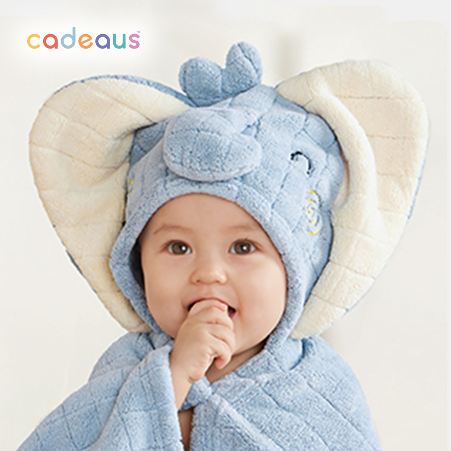 Cadeaus Elephant Hooded Bath Towel Newborn Baby Gift Blue