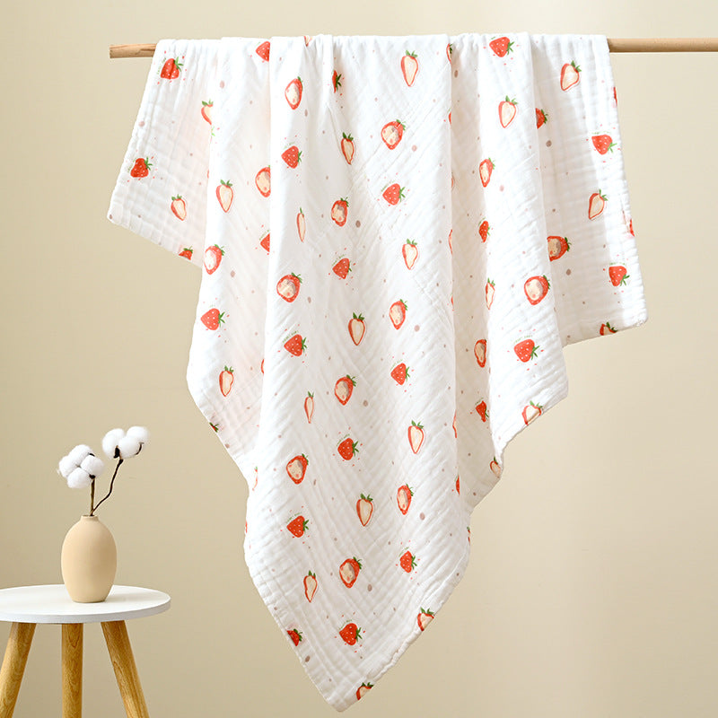 Organic Muslin Baby Swaddle - Strawberry - Cadeaus