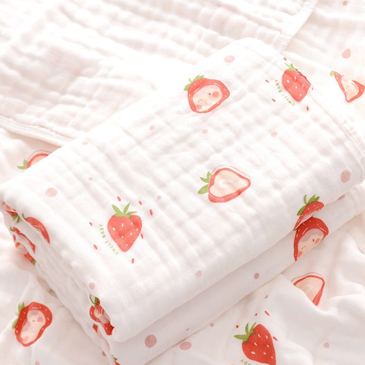 Organic Muslin Baby Swaddle - Strawberry - Cadeaus