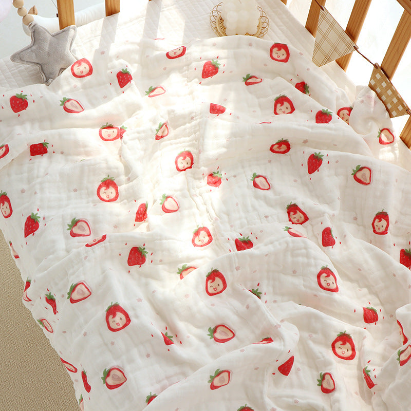 Organic Muslin Baby Swaddle - Strawberry - Cadeaus